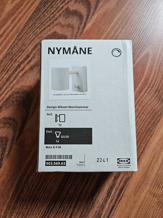 Ikea Nymane kinkiet Lampa ścienna biała ze ściemniaczem