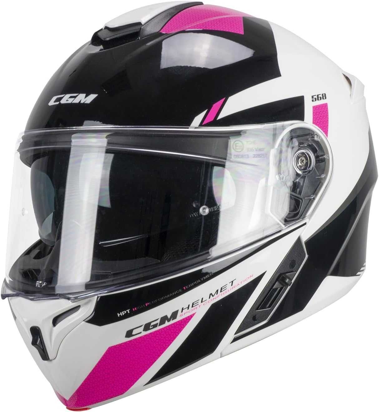 CGM Kask modułowy, 568S BER SPORT, czarny, fuksja, M (57-58 cm)