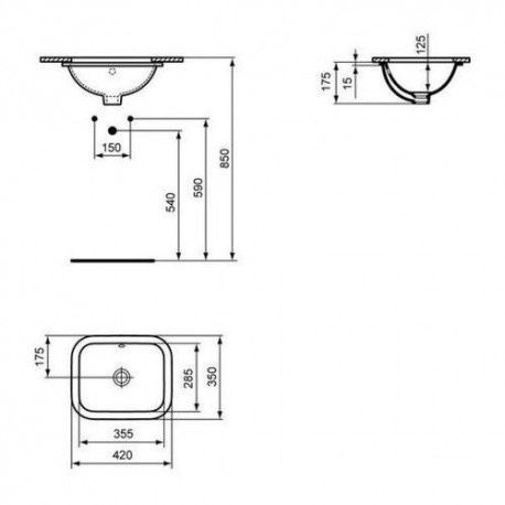 Umywalka podblatowa Ideal Standard Connect 420 mm, biała