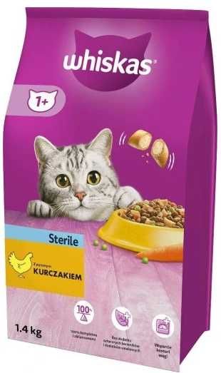WHISKAS STERILE +1 kama dla kotów wykastrowanych | KURCZAK | 1,4 kg