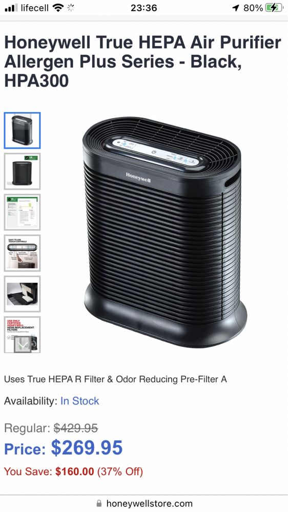 Очищувач повітря Honeywell True HEPA HPA300 США USA