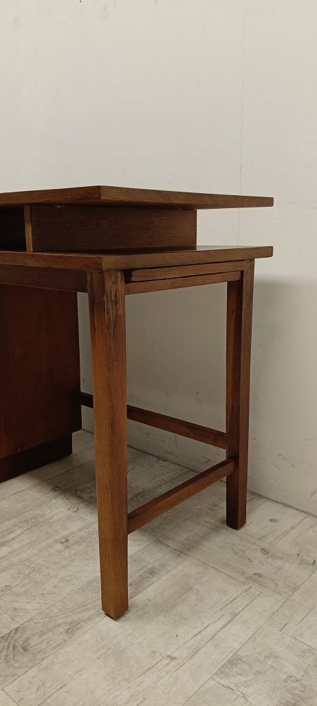 biurko drewniane z roletą szufladami industrialne loft vintage design