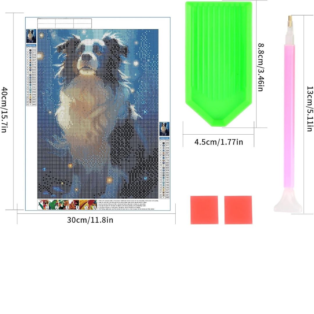 Zestaw do malowania diamentami Haft Diamentowy 30x40cm border collie