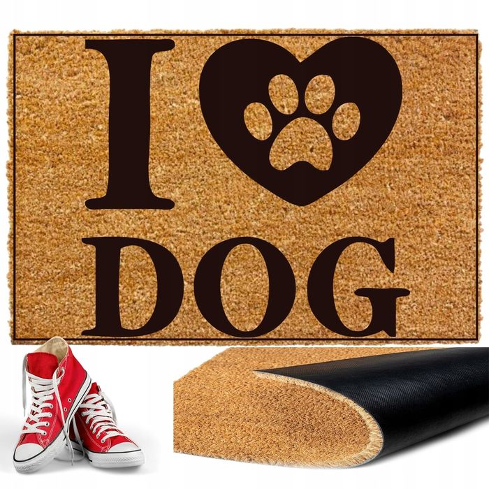 Wycieraczka pod drzwi gruba 40x60cm mata do butów I LOVE DOG
