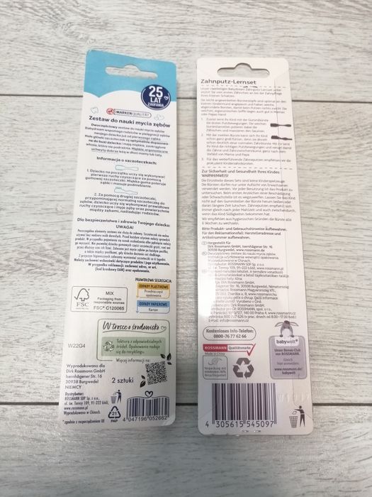Zestaw 2 opakowań szczoteczek do nauki mycia zębów Babydream Rossmann