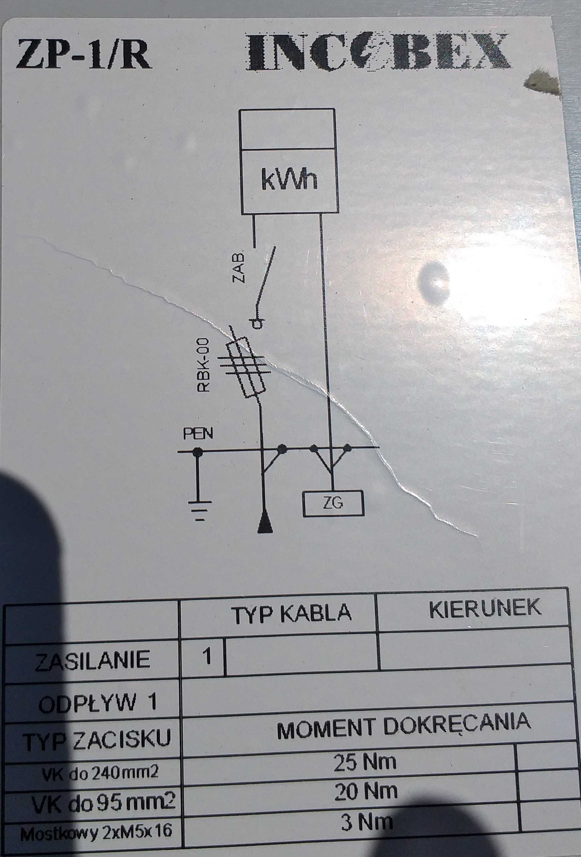 Skrzynka rozdzielnica elektryczna złącze pomiarowa ZP-1/R na licznik