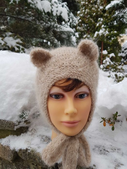 Czapka 56/58 Miś beż wełna