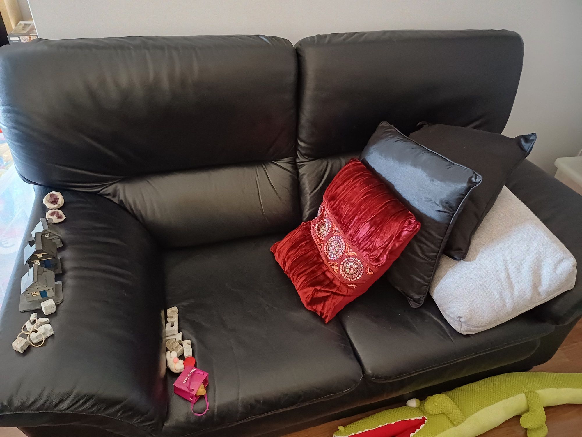 Conjunto de 2 Sofás em pele genuína