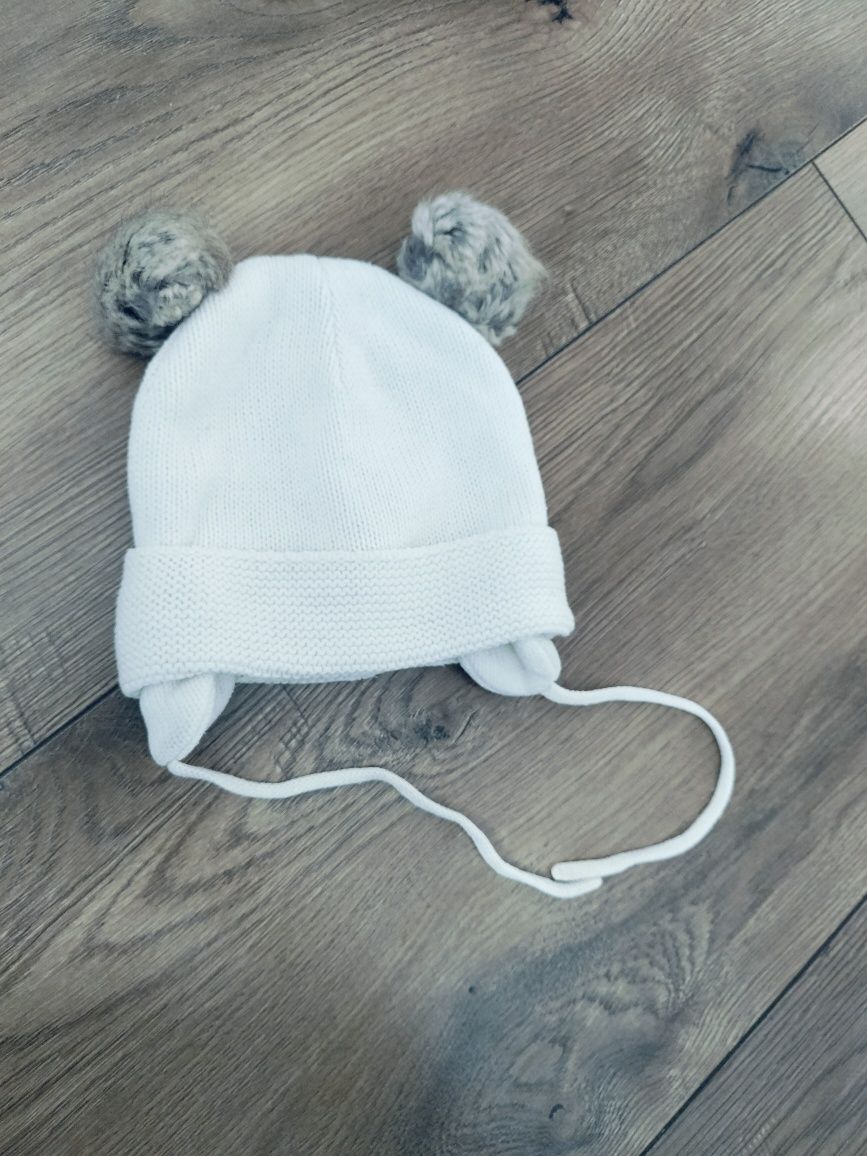 Czapka zimowa H&M wiązana miś 62/68
