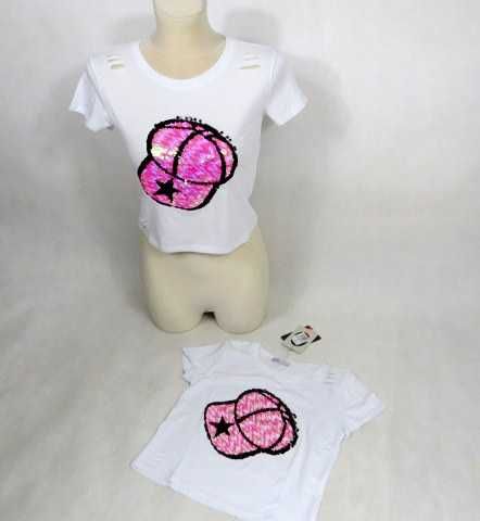 BLUZKA letnia z krótkim rękawem 3D mieniąca czapka T-SHIRT na lato 36