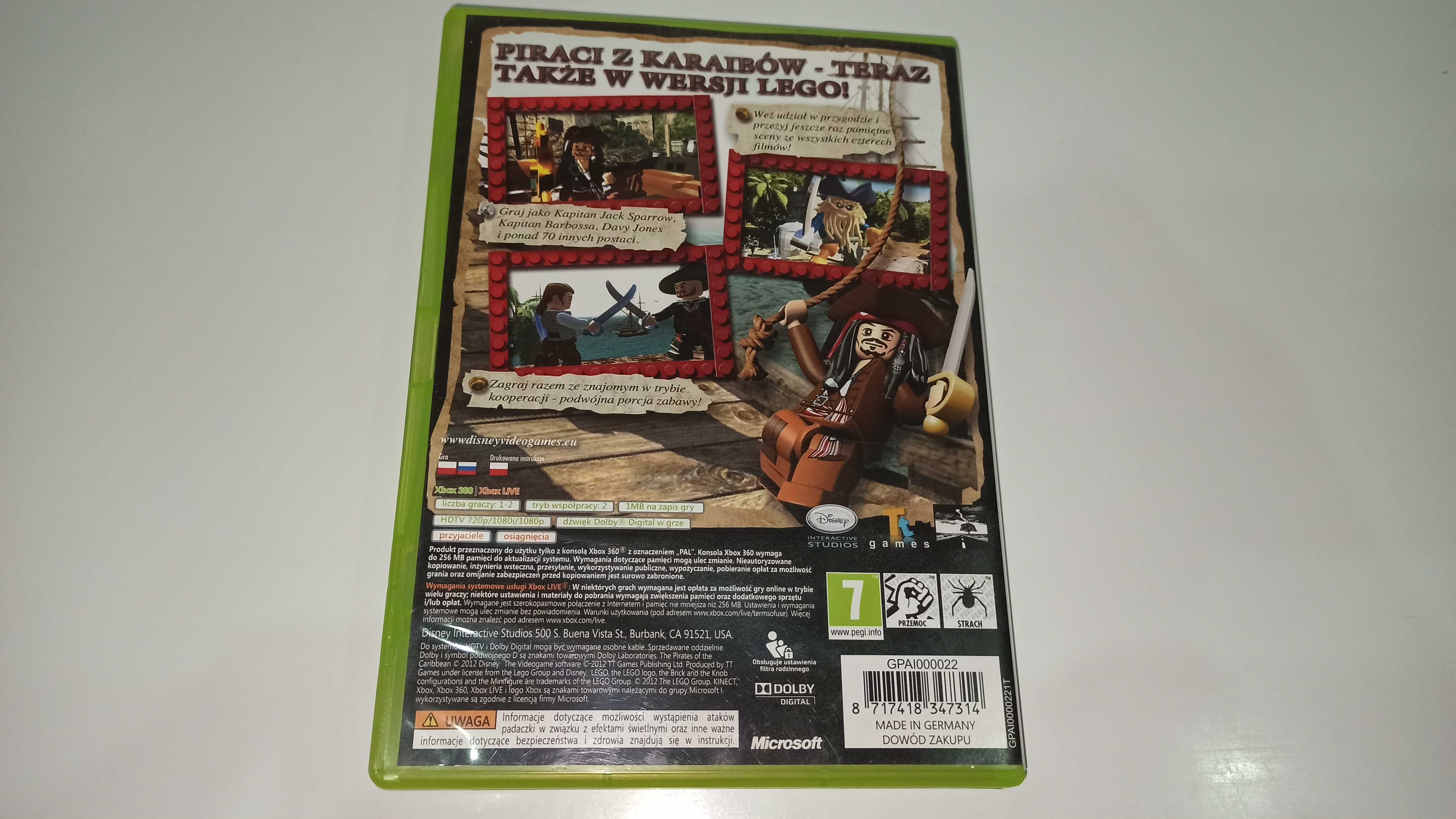 xbox 360 LEGO PIRACI Z KARAIBÓW PL po polsku 1-2 graczy jak filmów
