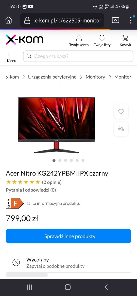 Monitor led acer nitro 24 KG242YPBMIIPX