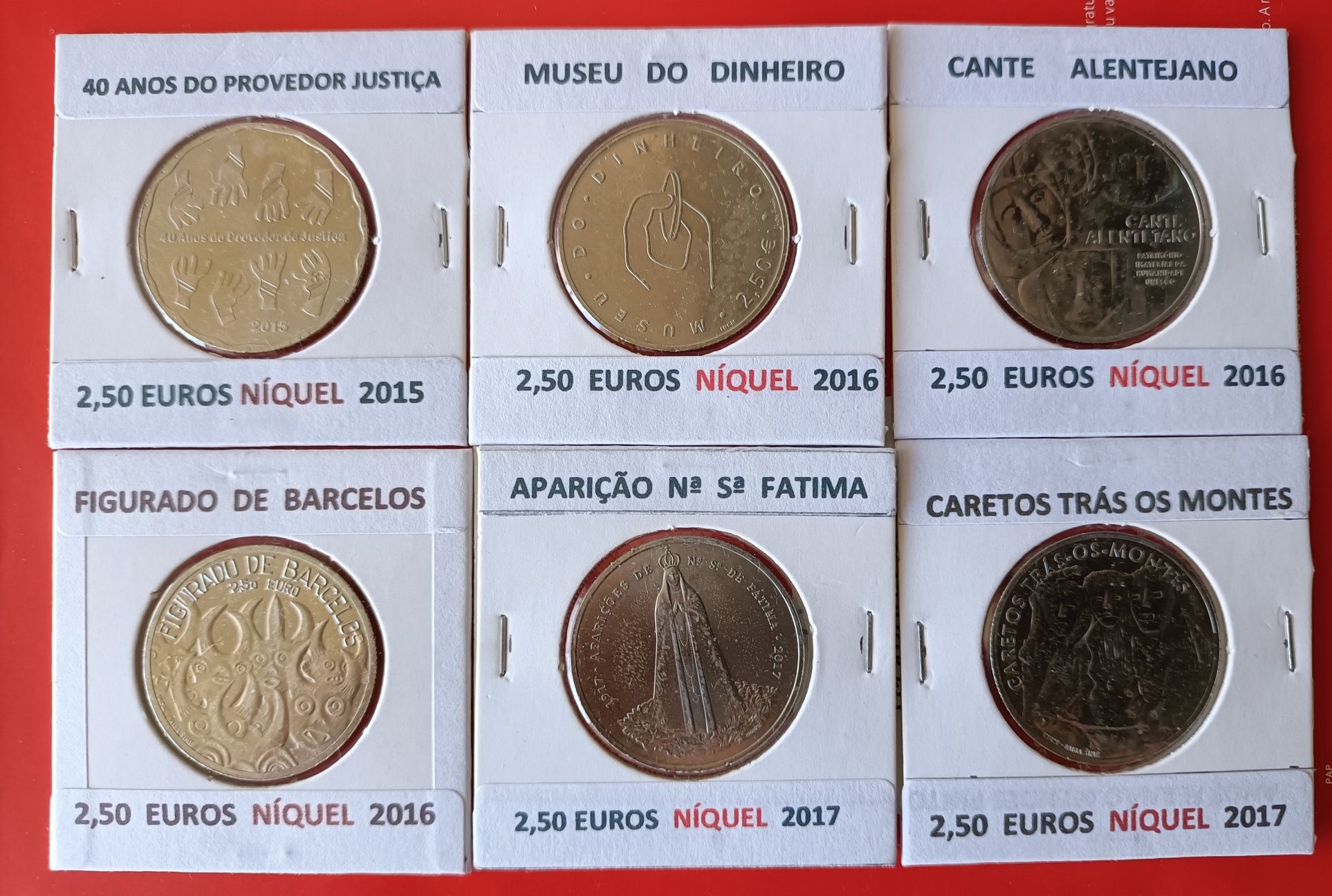 46 Moedas Comemorativas Portuguesas de 2,50 Euros Níquel