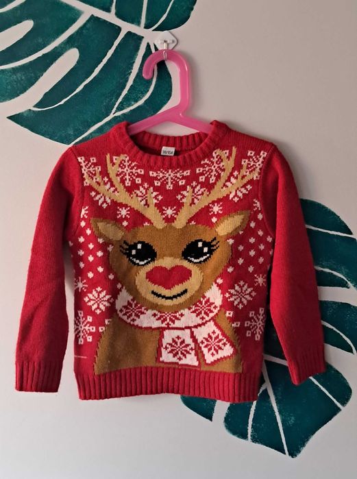 Świąteczny sweter dziecięcy renifer 98/104