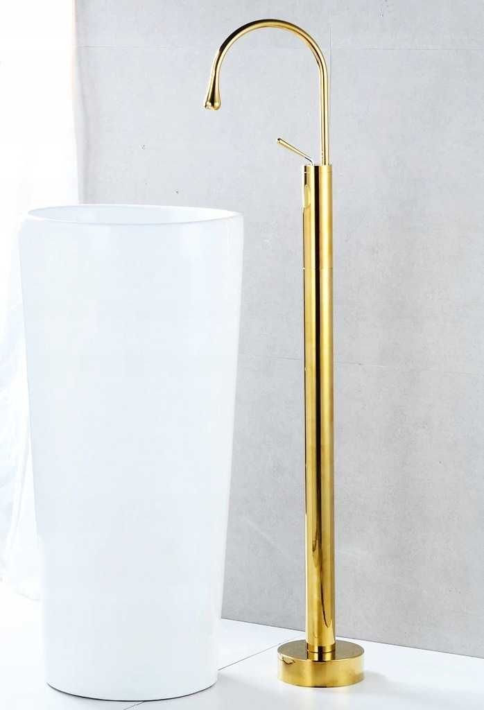 Bateria umywalkowa podłogowa wannowa ZŁOTA Gold