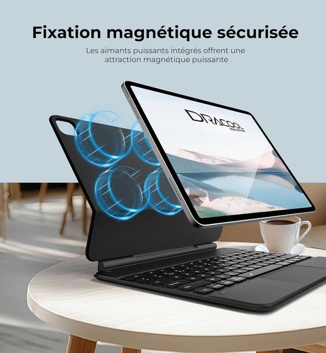 Dracool Etui z klawiaturą do iPada Pro 12,9 cal Bluetooth układ AZERTY