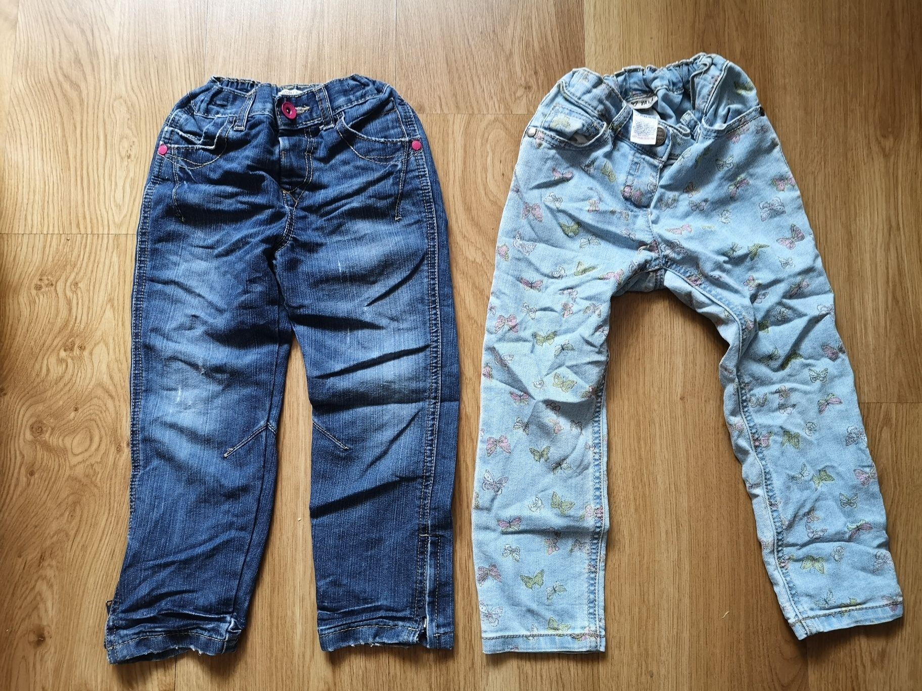 Spodnie rurki jegginsy jeansy NEXT M&S h 98 104 motylki denim