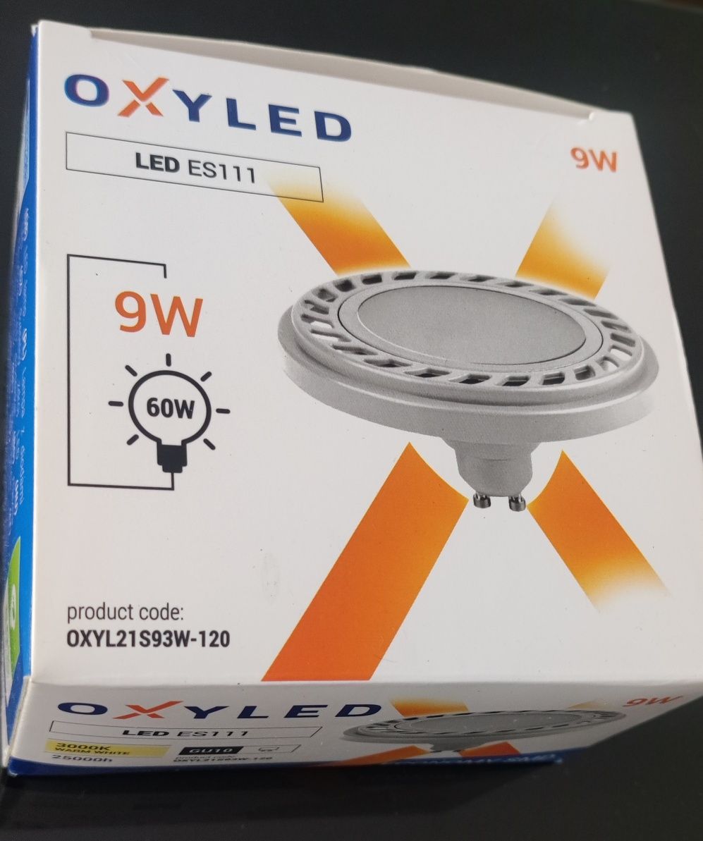 LED ES111 / GU10 9W ciepła 3000K kąt 120st WH