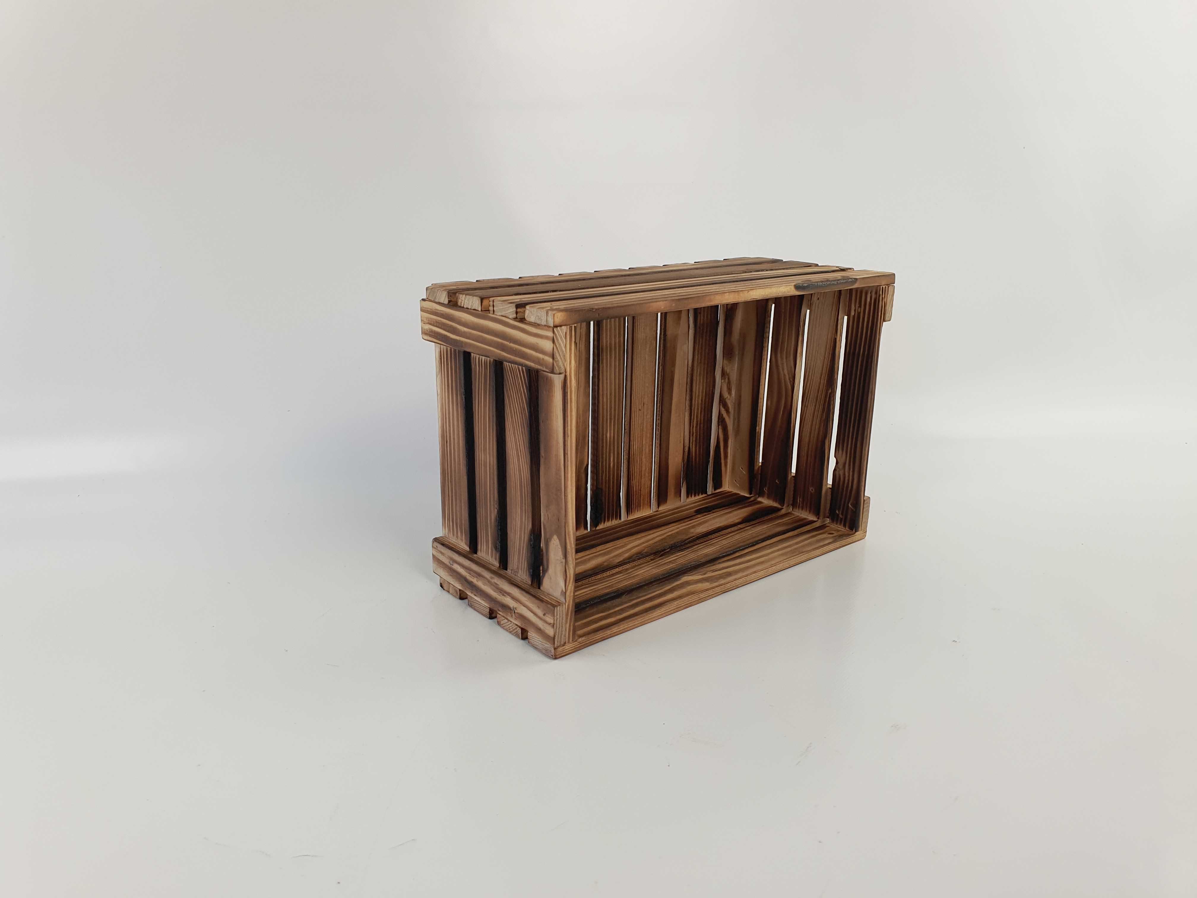 Skrzynka drewniana opalana PREMIUM półka dekoracyjna 30x20x13 rozm M