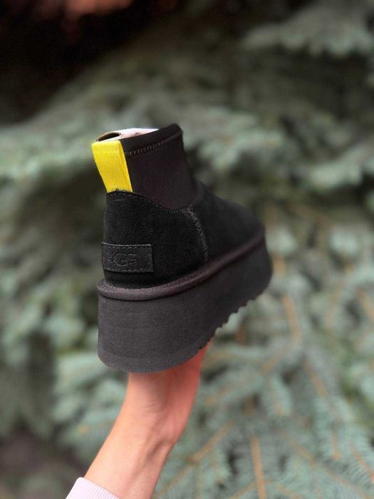 Женские угги, уггі оригінал UGG Classic Mini Dipper чорні/cірі, рижі