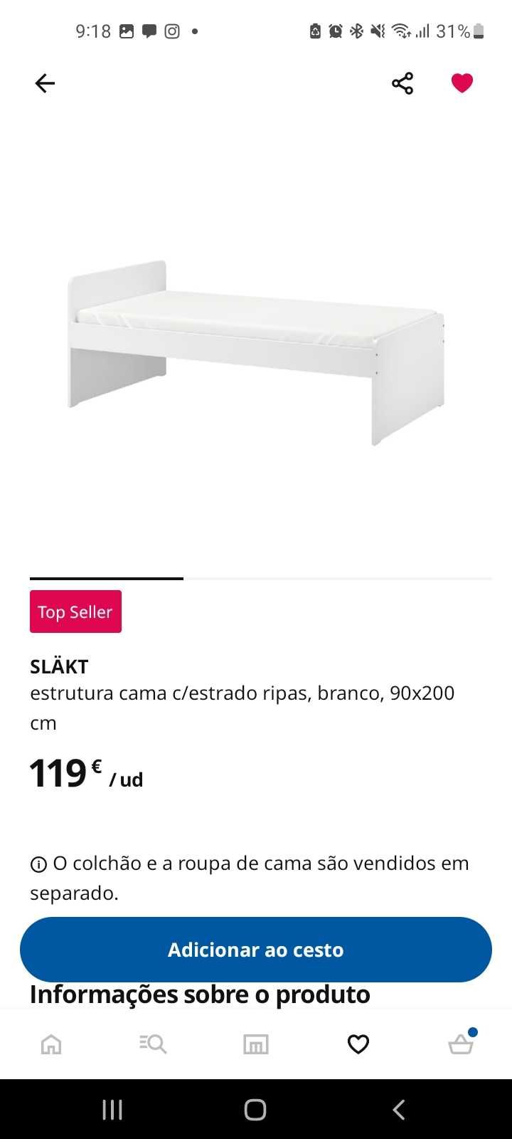 Cama Solteiro IKEA 90 x 200