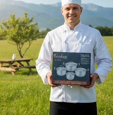 Набір каструль ∙ Нержавіюча сталь ∙ Термостійкі скляні кришки.Кастрюлі