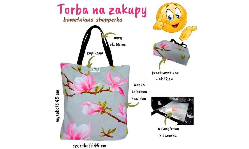 Torba na zakupy kolorowa shopperka bawełniana siatka