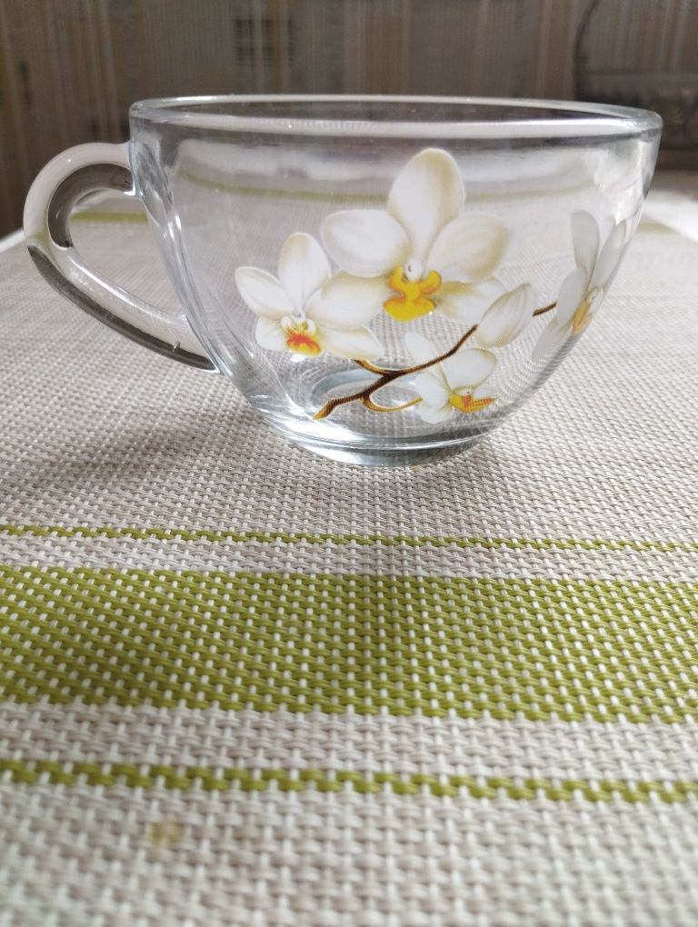 Чашка чайна скляна Орхідея
