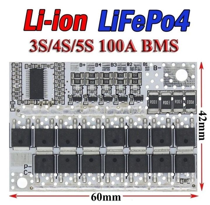 BMS 3S 4S 5S контроллер БМС с балансиром для Li-ion, LiFePo4 аккумул.