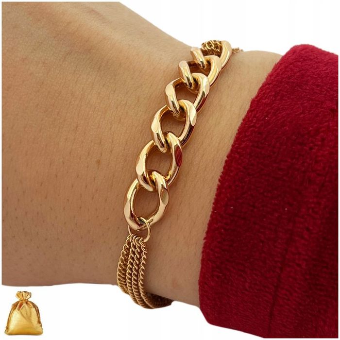 Bransoletka Złota Damska Ze Stali Chirurgicznej / Łańcuszkowa / Modna