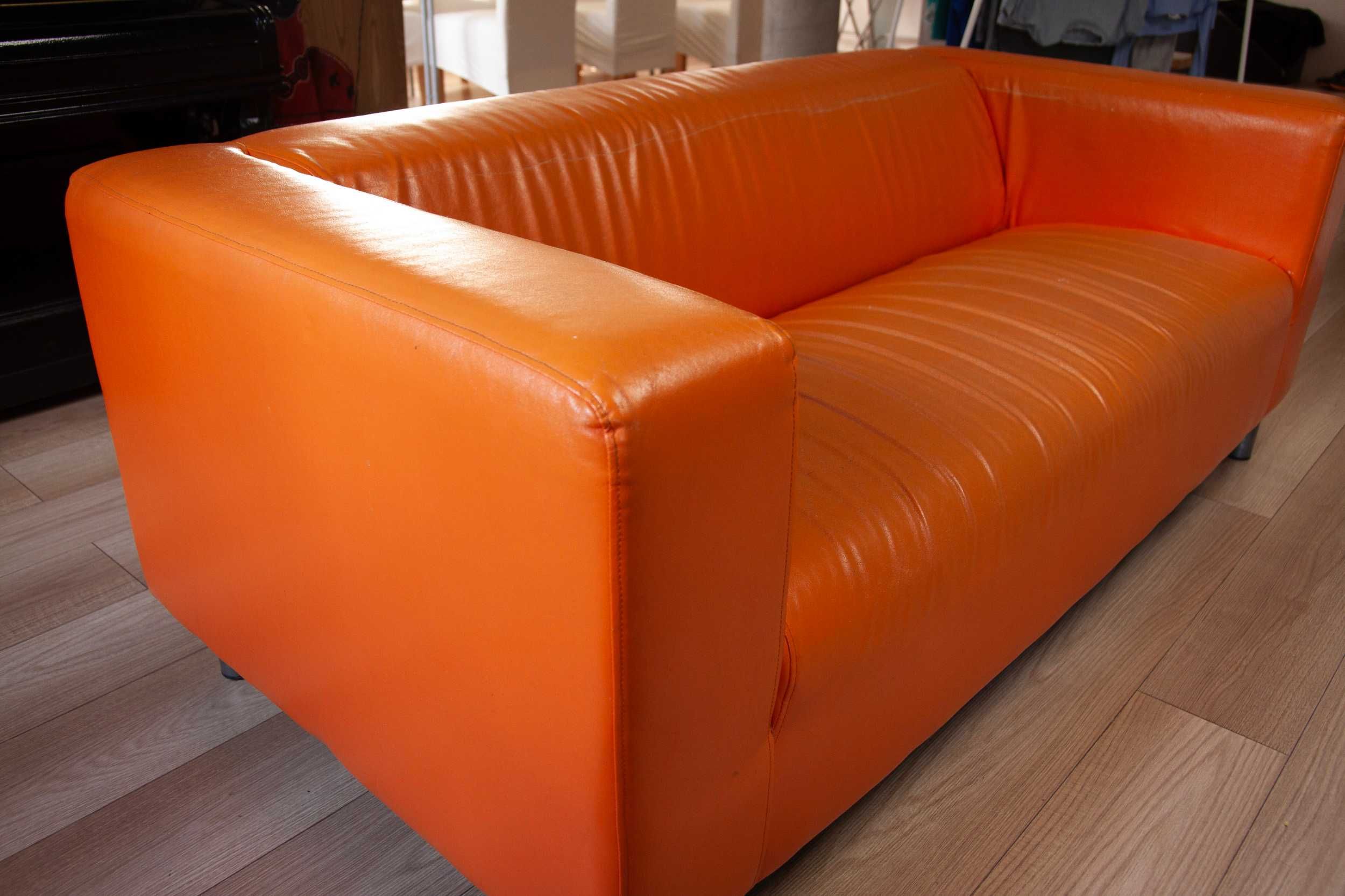 Sofa IKEA Klippan skórzana pomarańczowa x2