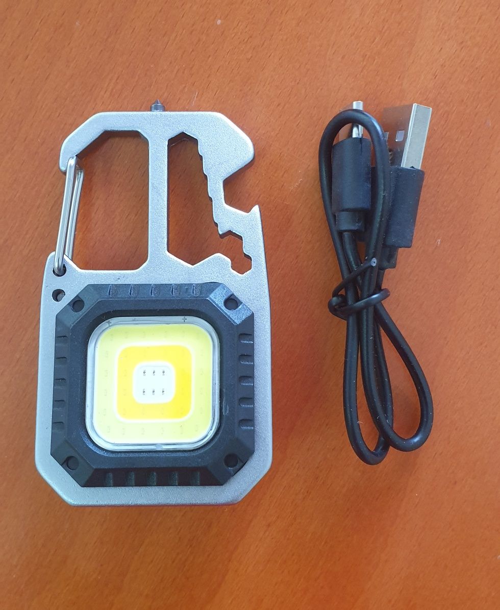 Chaveiro sobrevivência multitool luz led recarregável