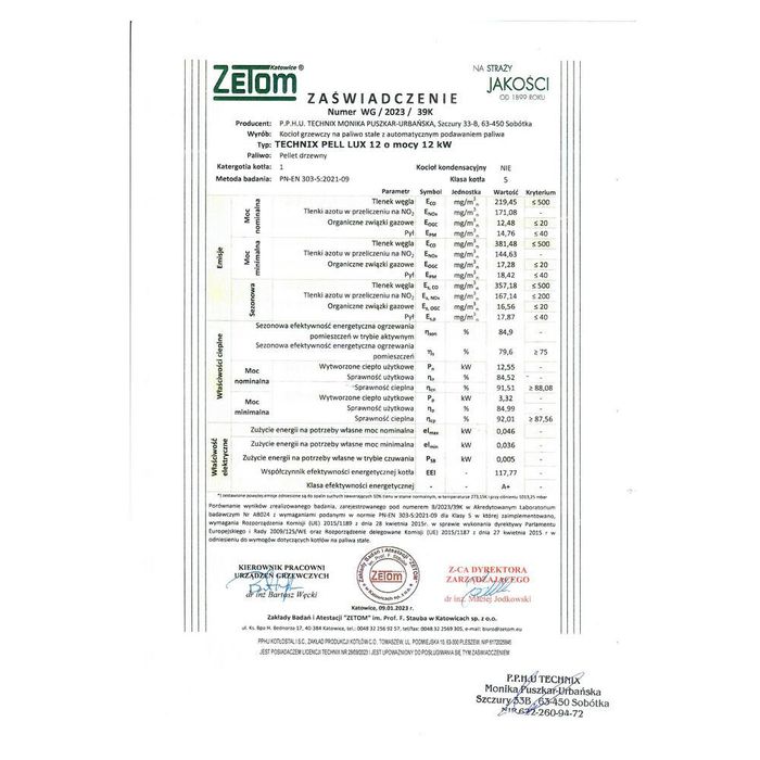 Kotły Kocioł Piec TECHNIX PELL LUX 12 kW na pellet - PRODUCENT