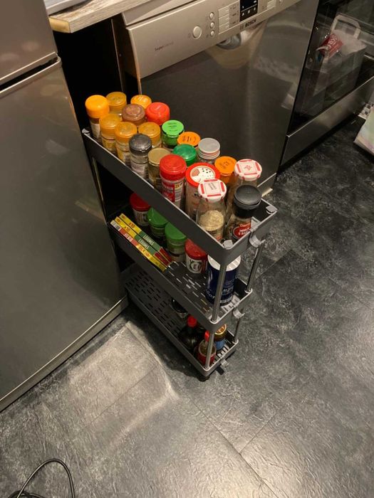 Wózek na kółkach 3 półki do kuchni łazienki szary NOWY