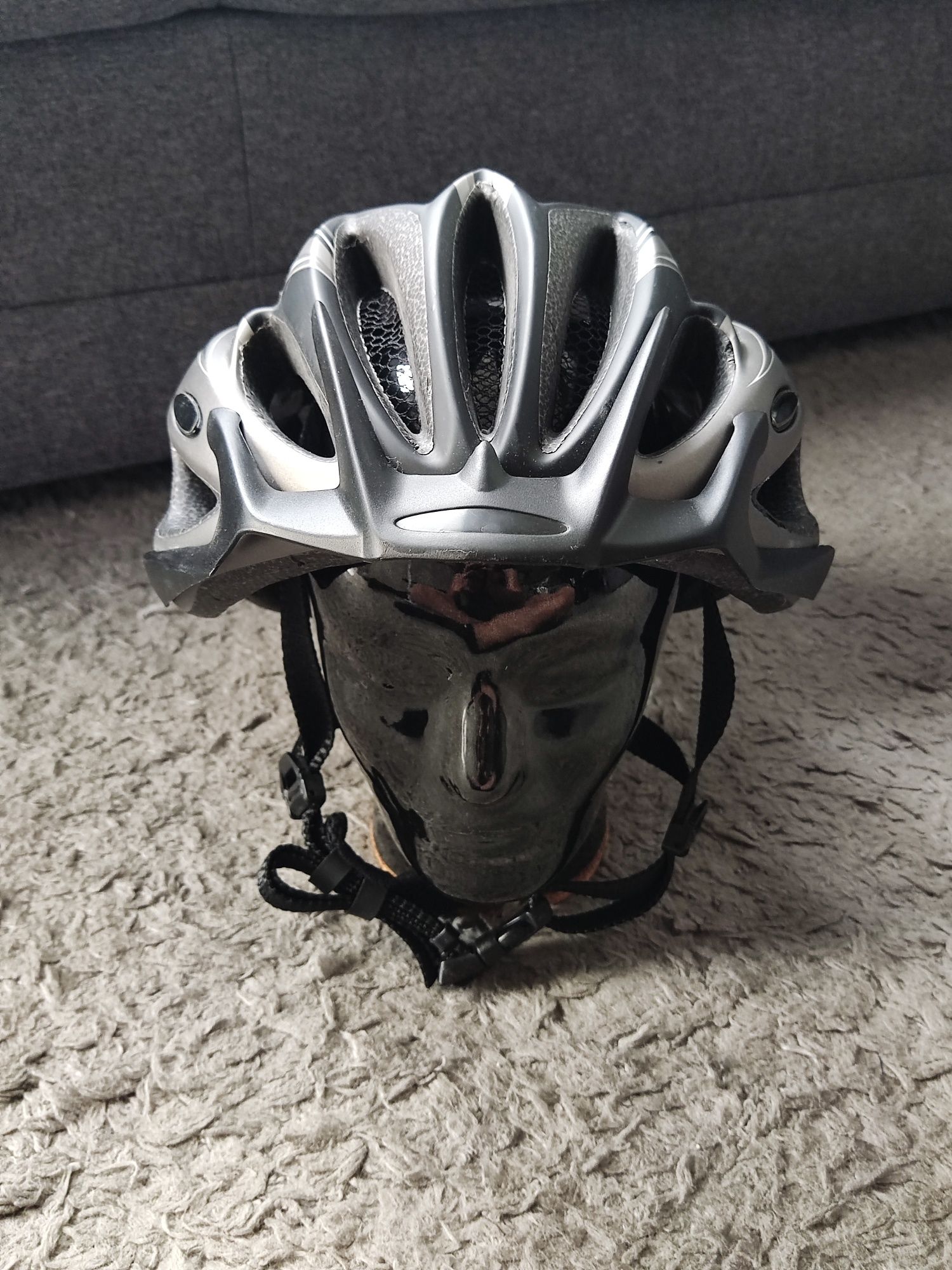 Kask rowerowy miejski Szary biały czarny regulowany