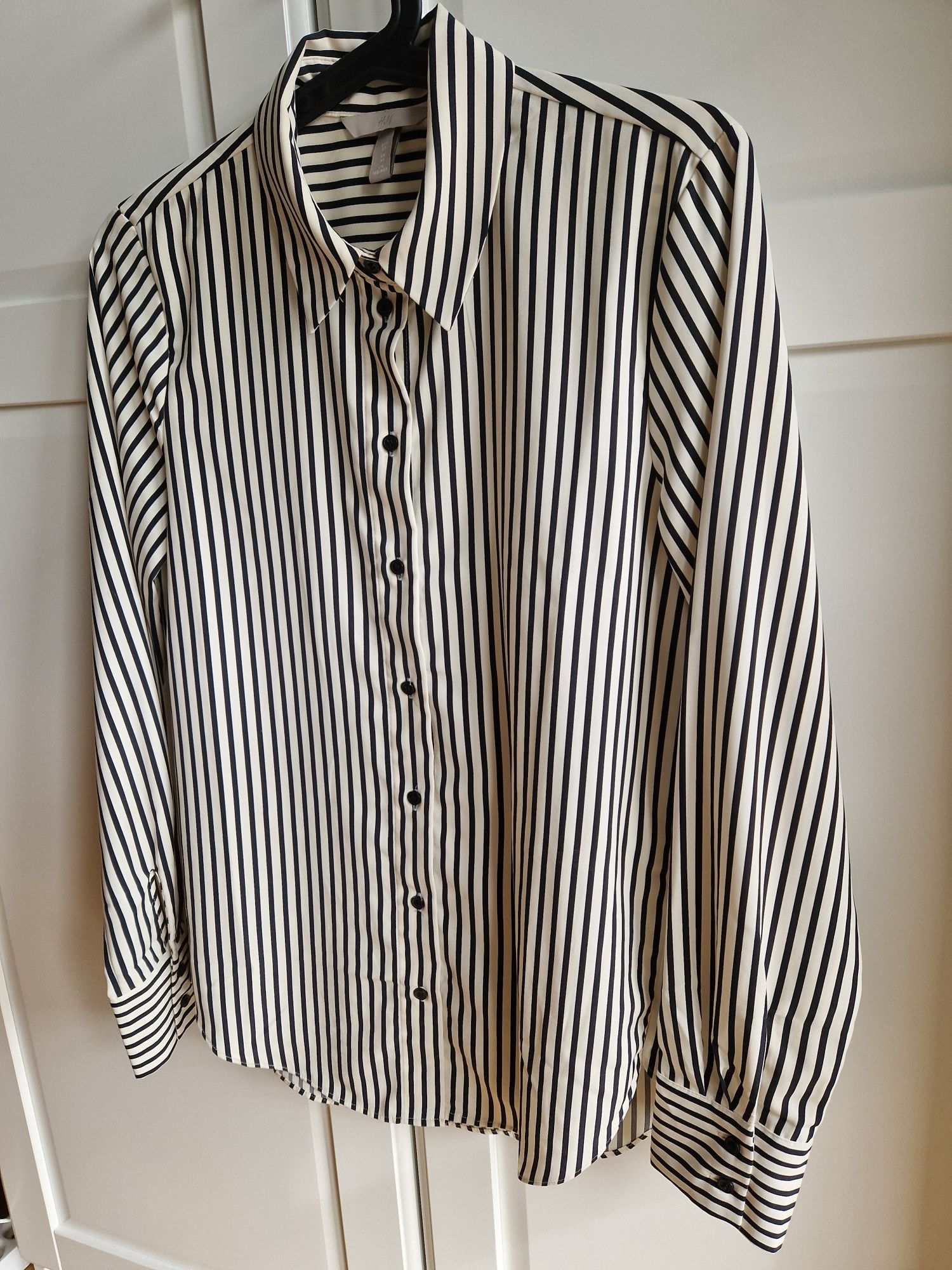 Koszula bluzka w paski H&M XS/S czarno-biala