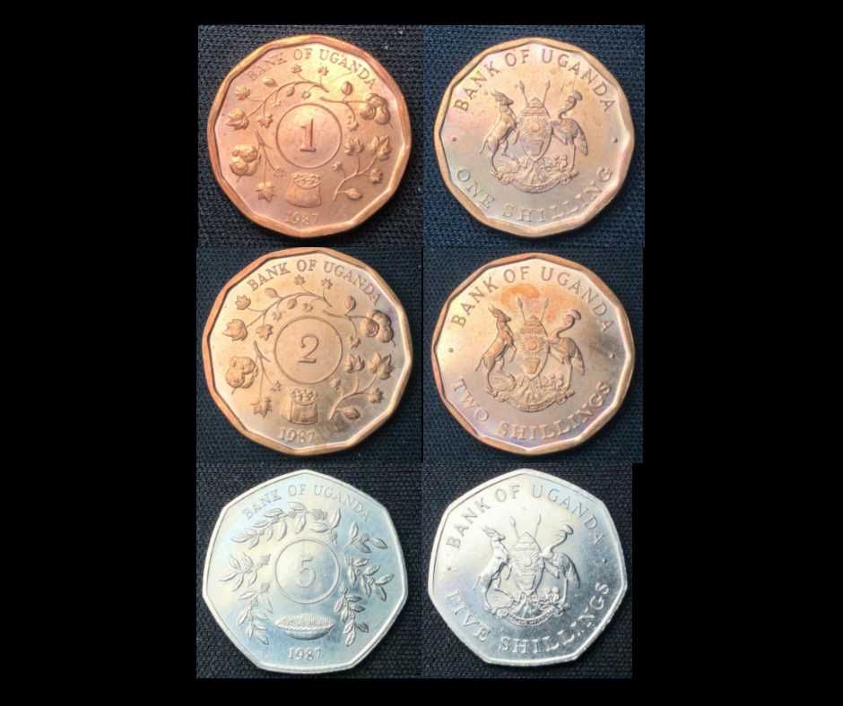 Lote Países Africanos - Moeda Shilling - UGANDA - 3 Moedas de 1987