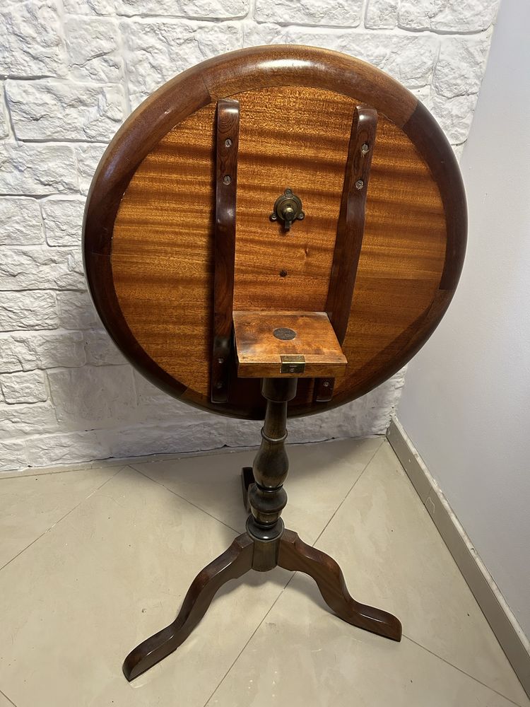 Stolik okrągły drewniany, vintage