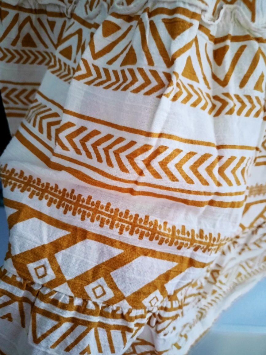 Sukienka letnia Boho Aztek rozkloszowana biała wzory vero moda 34 xs