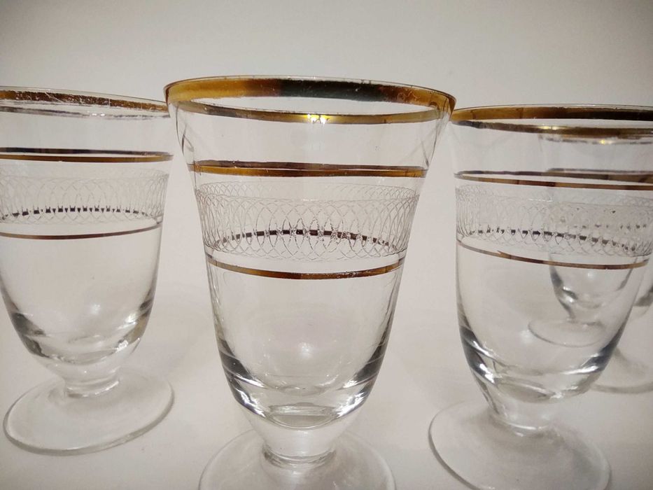 Kieliszki do wódki, grawerowane i pozłacane
