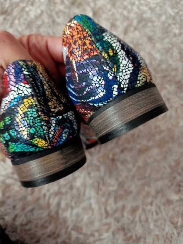 Balerinki zapato lordsy półbuty kwiaty motyle r. 39