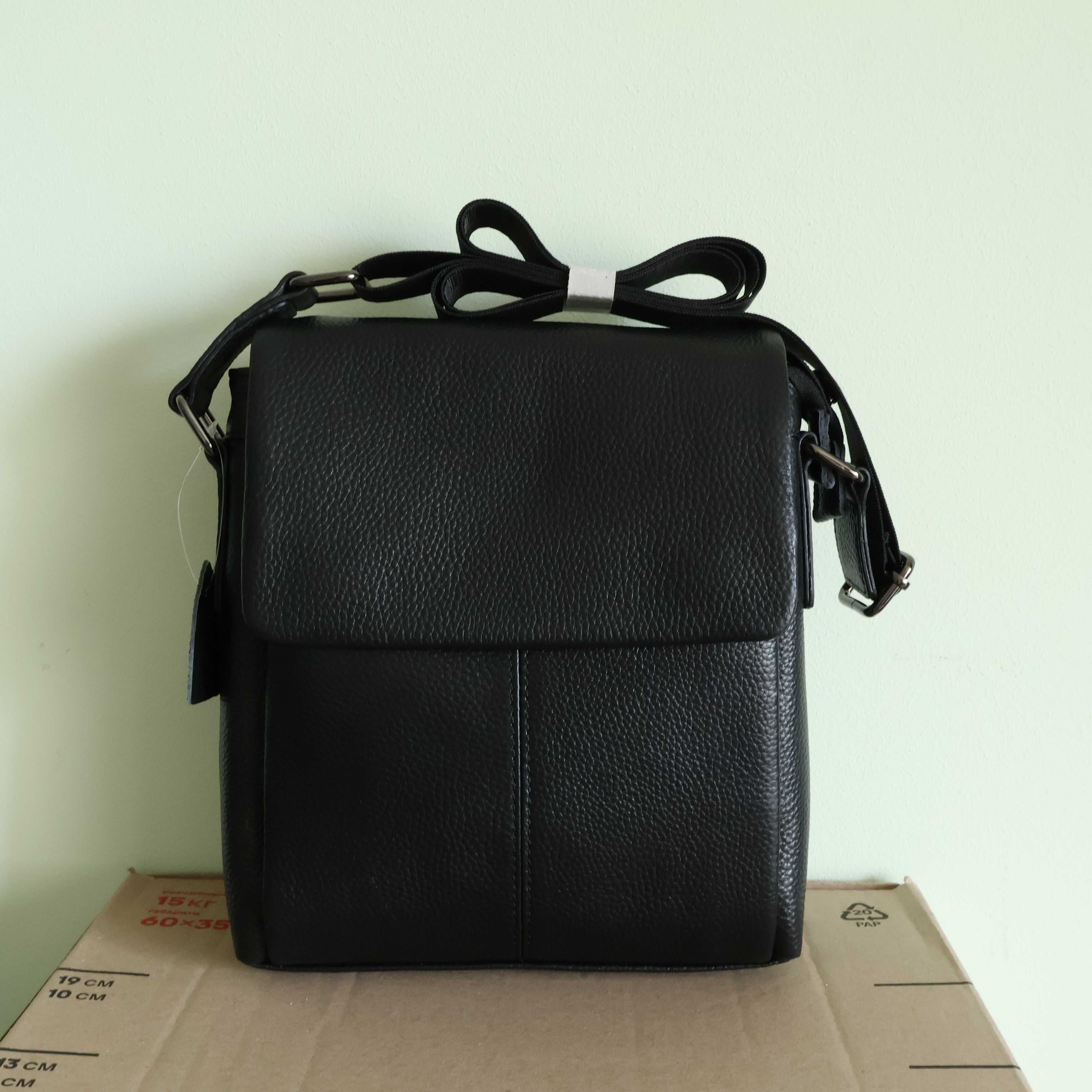 Сумка чоловіча натуральна шкіра leather 871 Black  кожа Сумка мужская