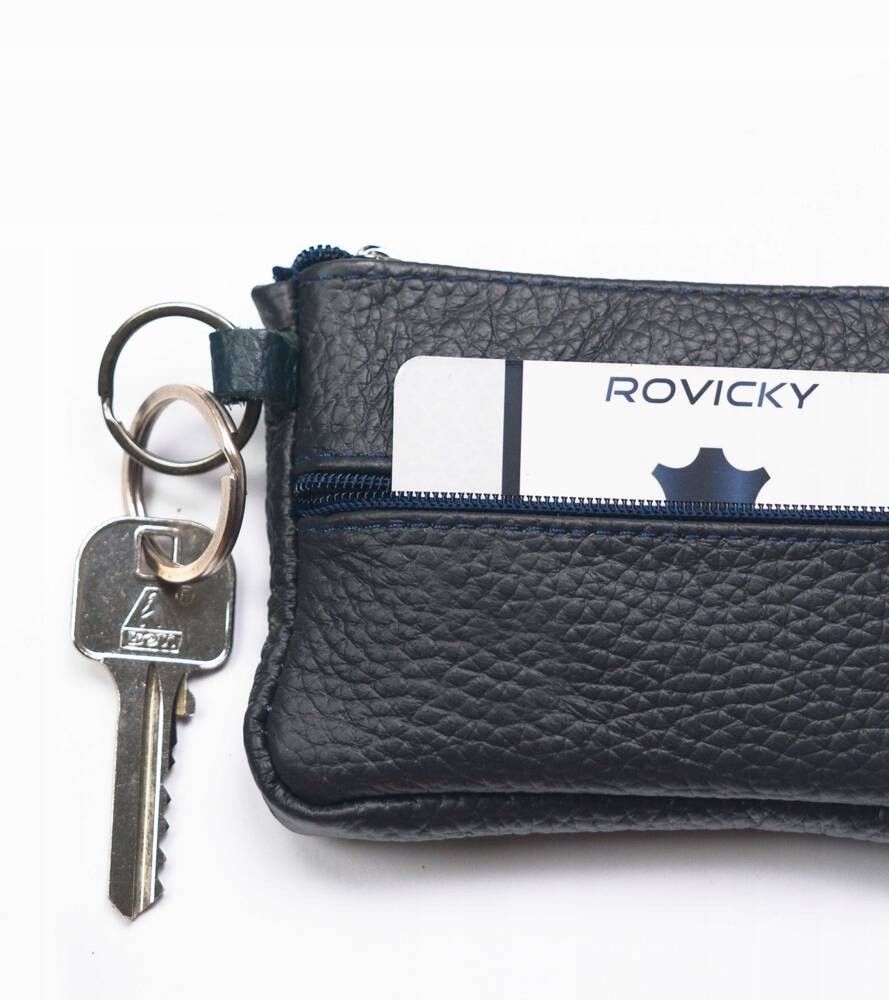 skórzane, trójkomorowe etui na klucze