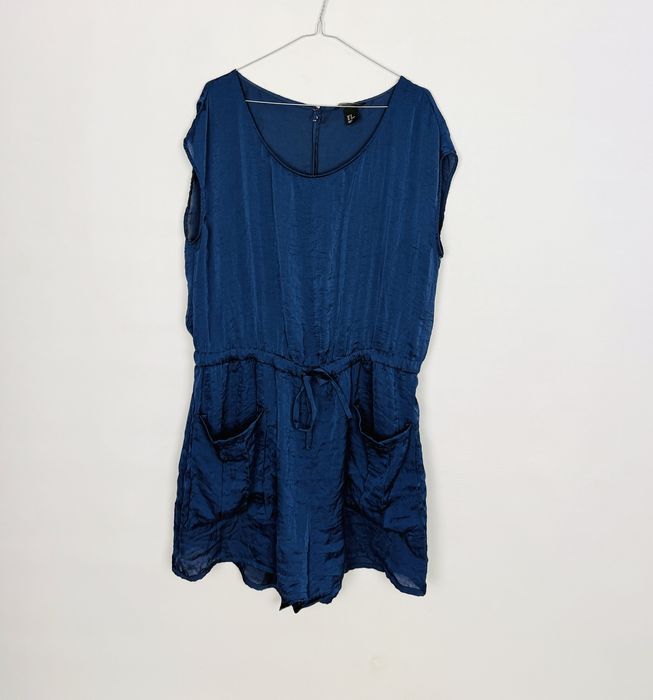 Granatowy kombinezon z luźną górą i krótkimi nogawkami XXL 44 H&M