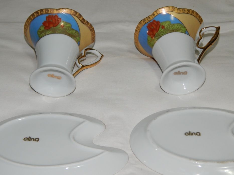 Очень яркий и изысканный набор чашек с блюдцами Elina на 2 персоны.