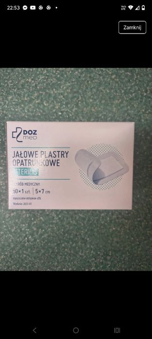 Jałowe plastry opatrunkowe 5x7 sztuk 50