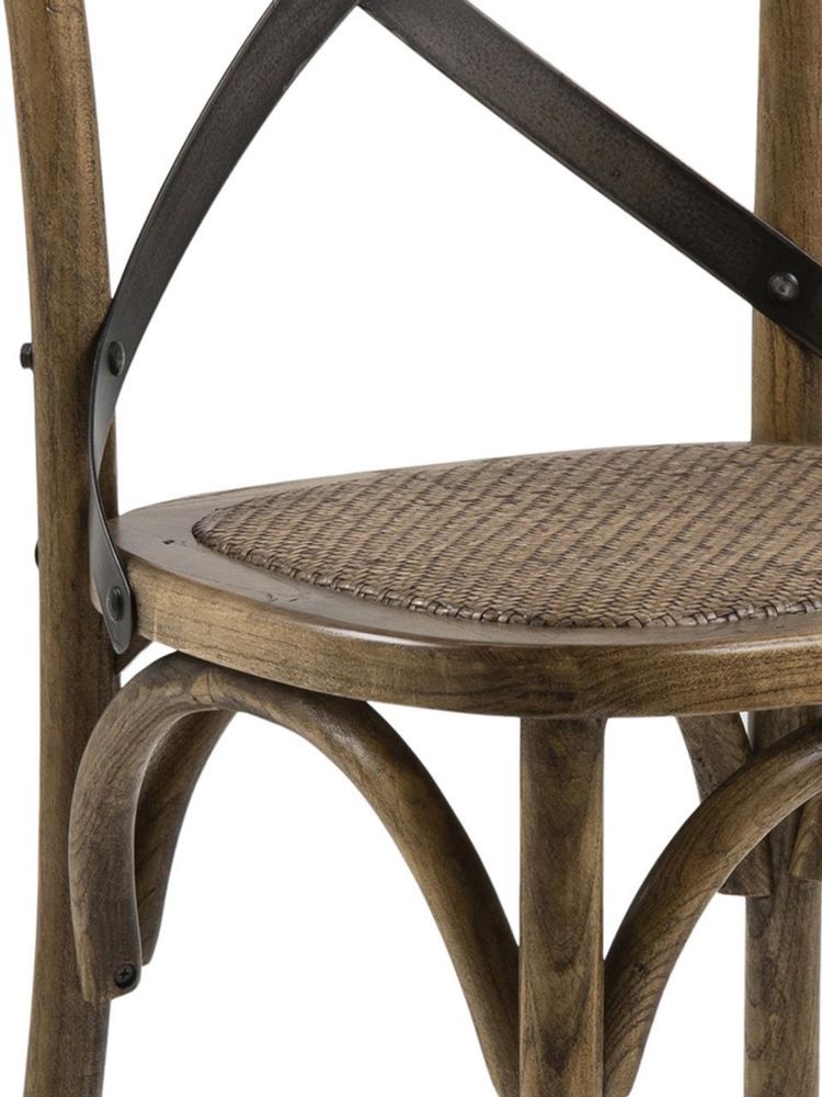 Krzesło z drewna z rattanowym siedziskiem Vintage