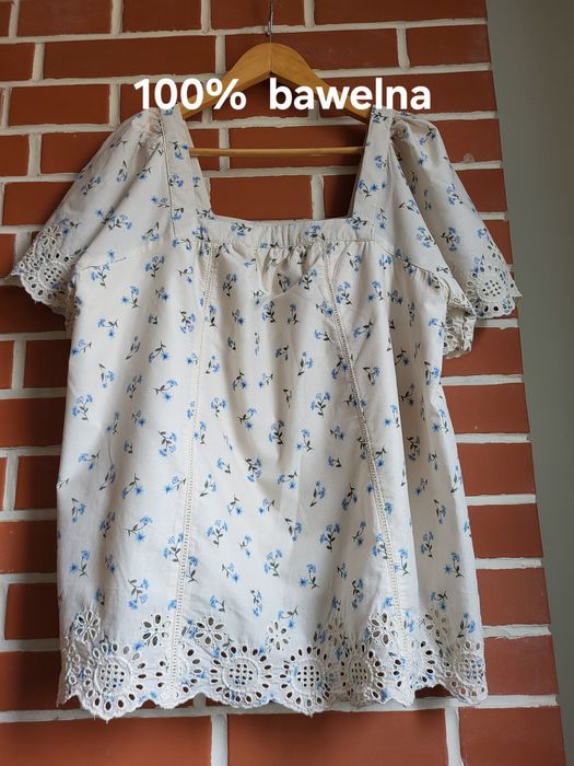 Bluzka boho pastelowa azurowa