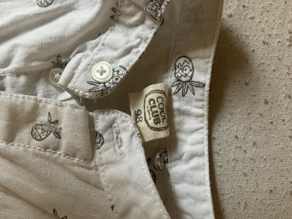 2 koszule z lnu i bawełny białe rozmiar 98. 92