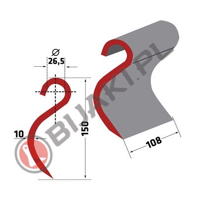 Nóż bijakowy IND-96 kosiarki bijakowej Mulag MS 142385 mulczer głowica